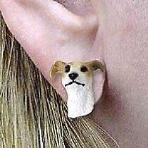 Conversation Concepts Greyhound Tan & White Earrings Post