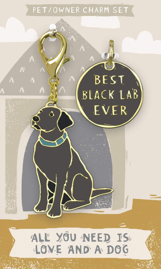 Primitives By Kathy Dog Collar Charm Set - Black Lab