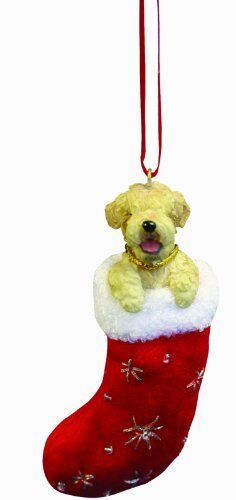 Soft Coated Wheaten  Stocking Ornament with "Santa's Little Pals" Hand Painted