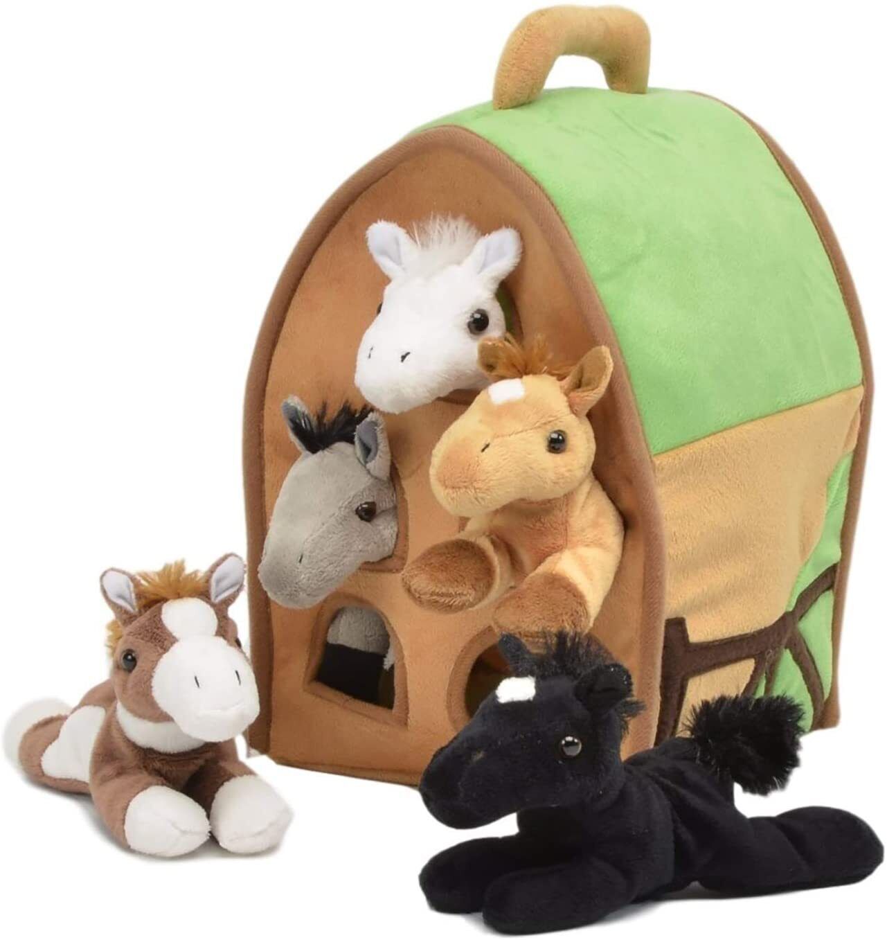 Unipak Plush Farm House Carrying Case with 5 Horses