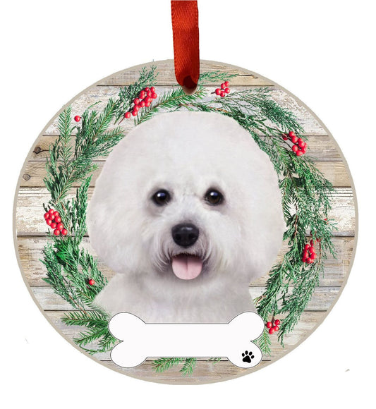 Bichon Frise Ornament - E&S Pets, DIY Personalizable, Ceramic Round Ornament