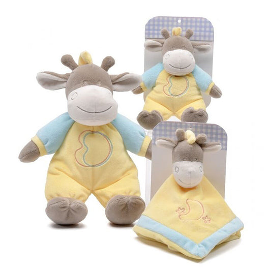 Unipak Giraffe Baby Plush Set - Security Blankie, 12", Rattle, 8", & Rattle 12"