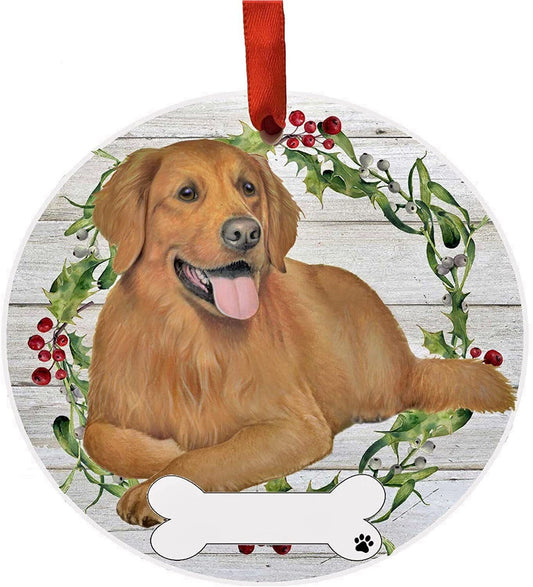 Golden Retriever Ornament - E&S Pets, DIY Personalizable, Ceramic Round Ornament