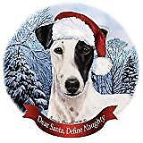 Holiday Pet Gifts Fox Terrier Black/White Dog Santa Hat Porcelain Ornament