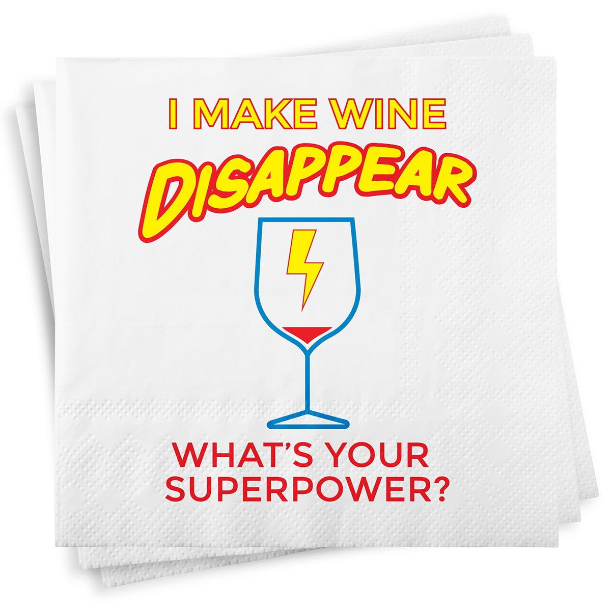 Chris's Stuff Wine Beverage Paper Napkins, Set of 25, Wine Superpower