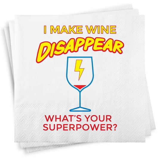 Chris's Stuff Wine Beverage Paper Napkins, Set of 25, Wine Superpower