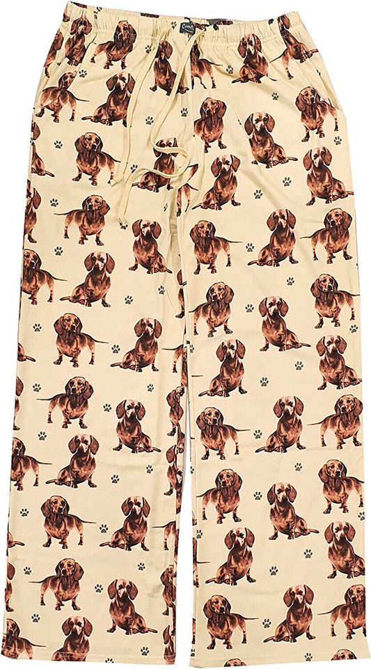 Dachshund Unisex Lightweight Cotton Blend Pajama Bottoms- Small