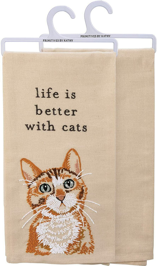 Primitives by Kathy 113046 Kitchen Towel Life is Better with Cats