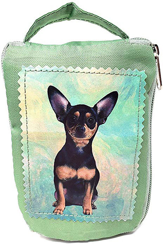 Black and Tan Chihuahua Foldable Tote Bag - Waterproof - Zipper Market Tote