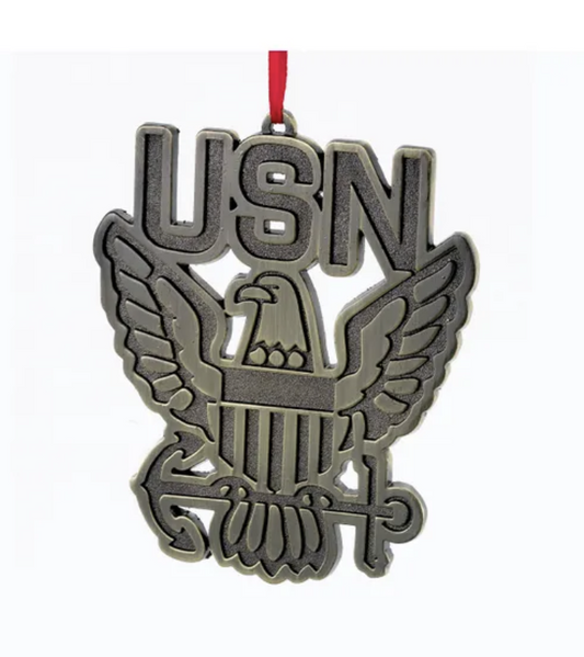 Kurt Adler 3.5" Bas-relief Metal U.s. Navy Ornament