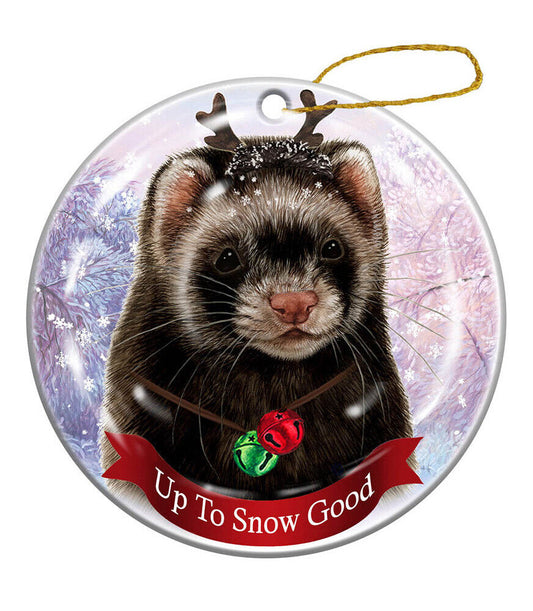 Holiday Pet Gifts Ferret Black Sable Porcelain Christmas Ornament