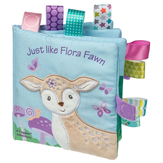 Mary Meyer Taggies Soft Cloth Book with Crinkle, Squeaker, 6"x 6", Flora Fawn