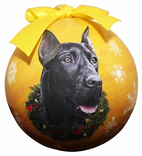 "Great Dane Black Christmas Ornament" Shatter Proof Ball Easy To Personalize