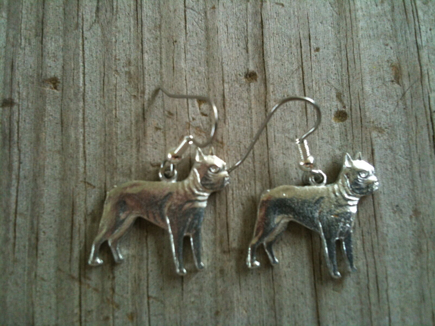 Standing Boxer Dog Silver Plated Lead Free Pewter Earrings