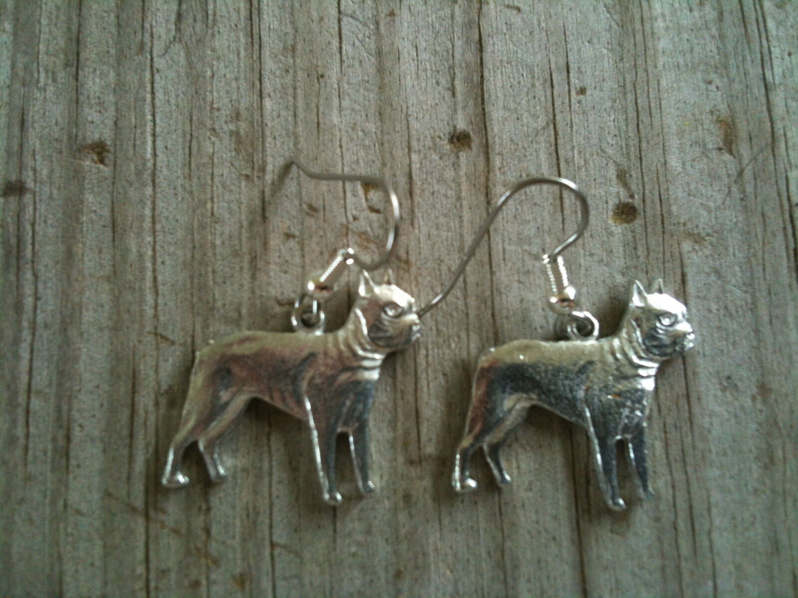 Standing Boxer Dog Silver Plated Lead Free Pewter Earrings