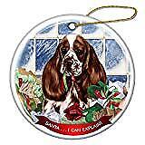 Parti Cocker Spaniel Chocolate Dog Porcelain Ornament Santa I Can Explain!