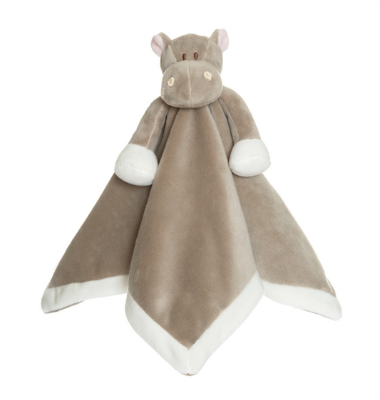 Teddykompaniet Diinglisar Gray Hippo Plush Fleece Baby Blanket Snuggler, 13"