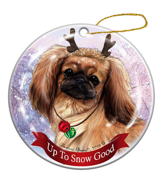 Holiday Pet Gifts Pekingese Red Dog Porcelain Christmas Ornament