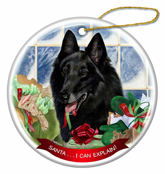 Belgian Shepherd Dog Porcelain Hanging Ornament Pet Santa I Can Explain!