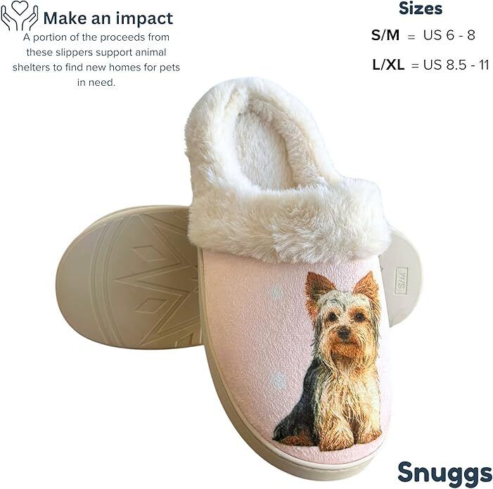 E&S Pets Yorkie Snugg Slippers for Pet Lovers -  Memory Foam, S/M