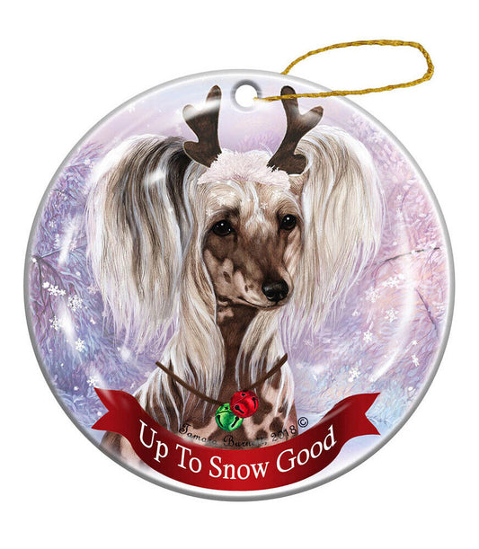Holiday Pet Gifts Chinese Crested Hairless Dog Porcelain Christmas Ornament