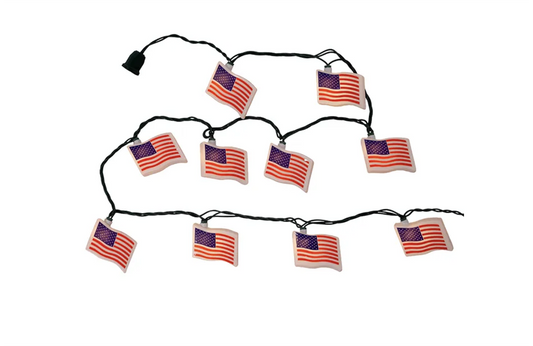 Kurt Adler 10-Light USA United States Flag Light Set