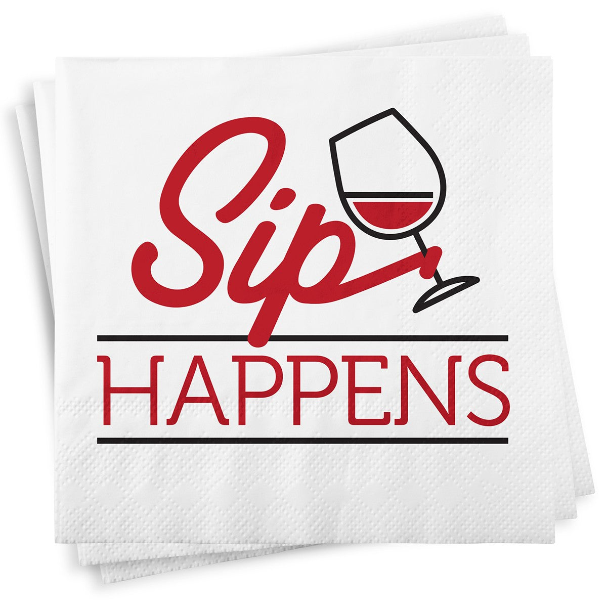 Chris's Stuff Wine Beverage Paper Napkins, Set of 25, Wine-Sip Happens