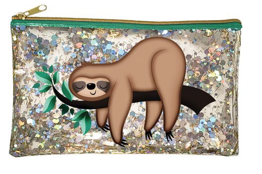 Spoontiques Sloth Glitter Cosmetic Bag