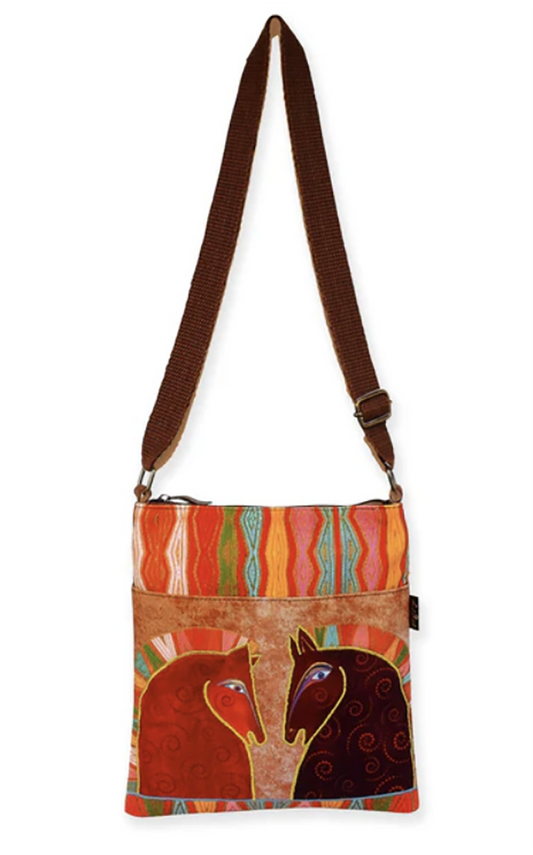 Laurel Burch Rushia & Rusty Horses Small Crossbody Bag,  7.5" x 10"