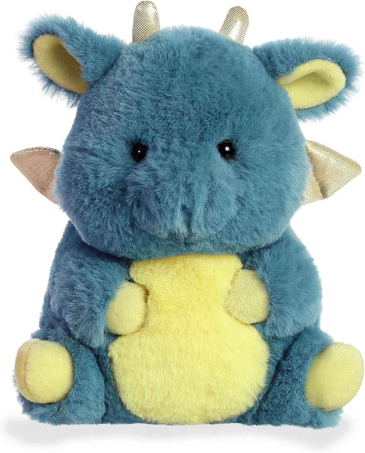Aurora World Rolly Pluh Stuffed Animal Toy Pet - 7"" Egan Dragon, Blue