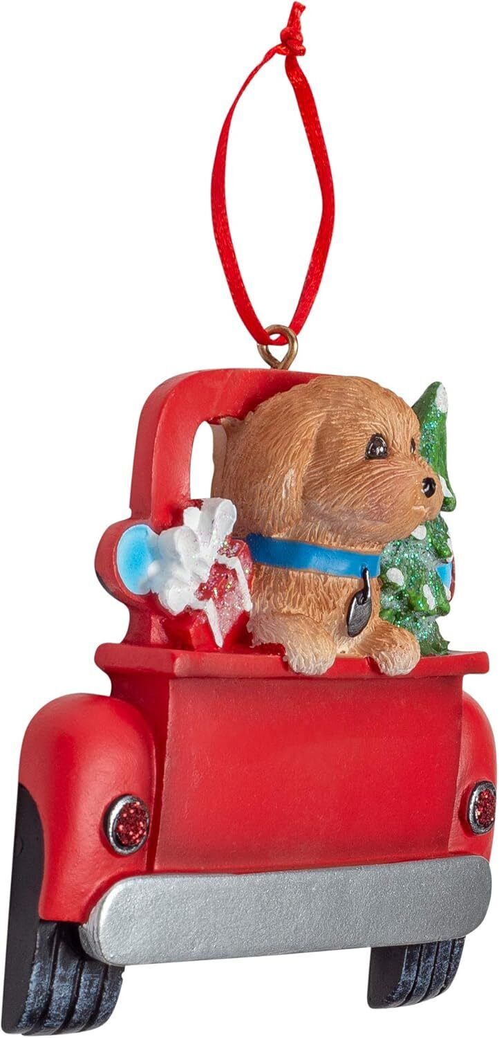 Kurt Adler Beagle Dog in Back of Truck Hanging Ornament 5 in. High,