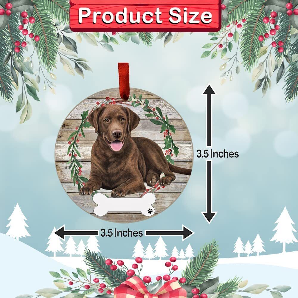 Chocolate Lab Ornament - E&S Pets - DIY Personalizable, Ceramic Round Ornament