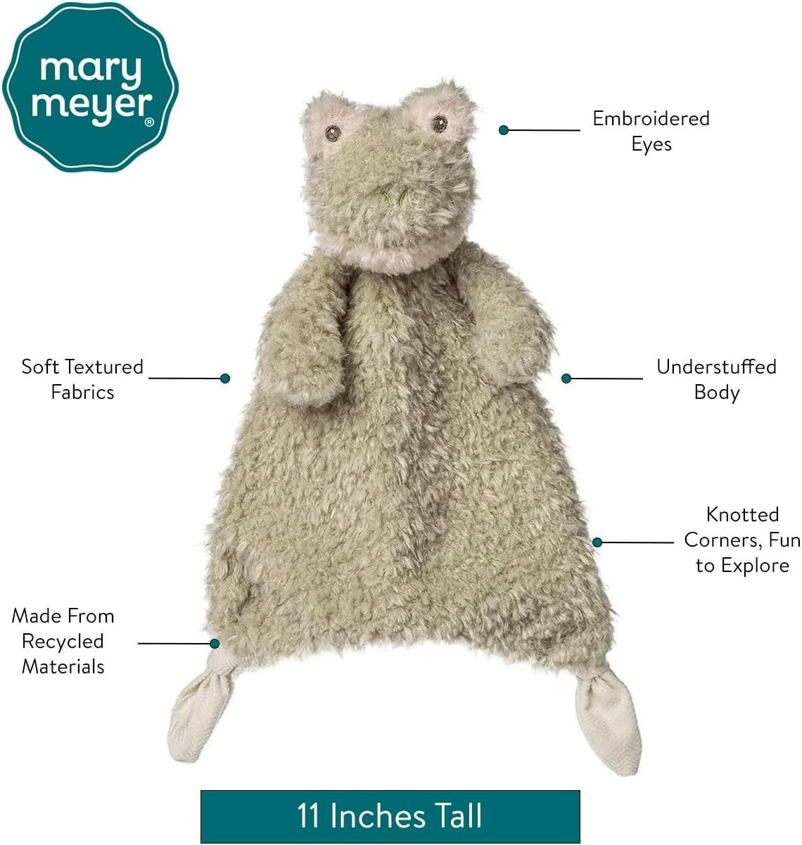 Mary Meyer Lovey for Babies Again Friends Soft Snuggle Toy, 11-Inches, Frog
