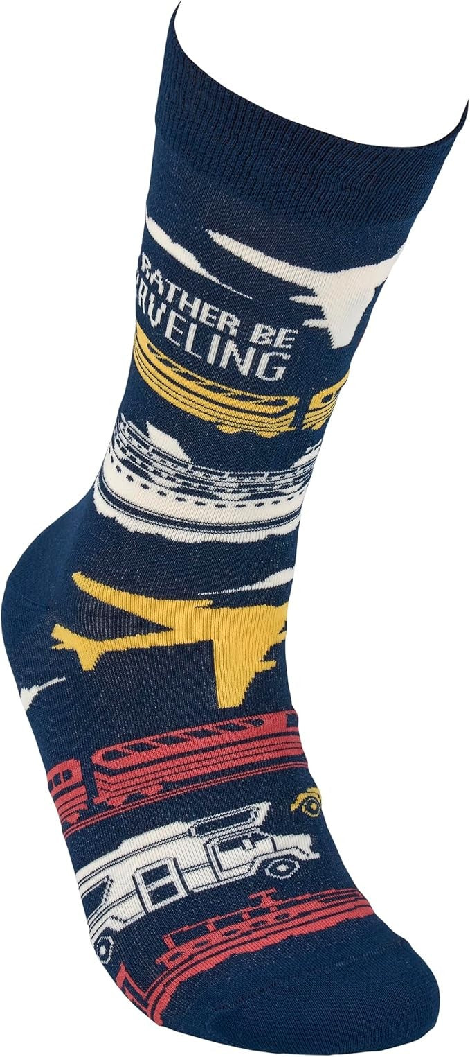 Primitives by Kathy - I'd Rather Be Traveling Unisex Socks, One Size