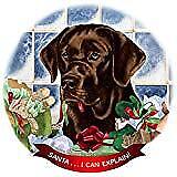 English Chocolate Lab Dog Porcelain Ornament Pet Gift 'Santa. I Can Explain!'