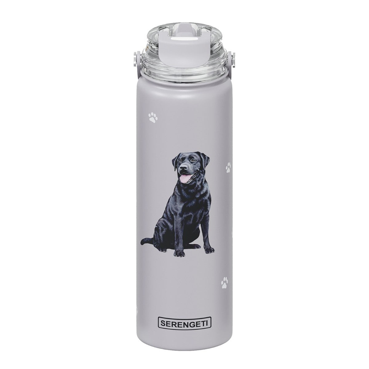 E&S Pets Stainless Steel Water Bottle 24 Oz, Spill Proof (Black Labrador)