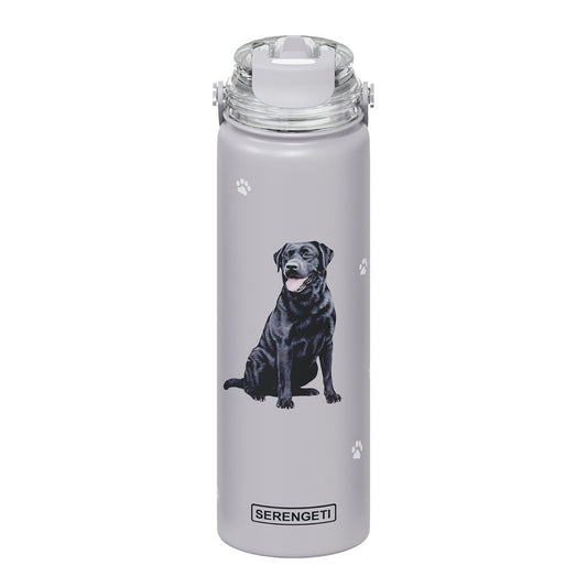 E&S Pets Stainless Steel Water Bottle 24 Oz, Spill Proof (Black Labrador)
