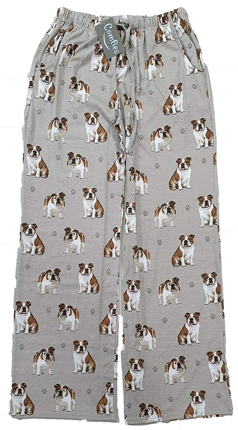 Bulldog Unisex Lightweight Cotton Blend Pajama Bottoms- Large