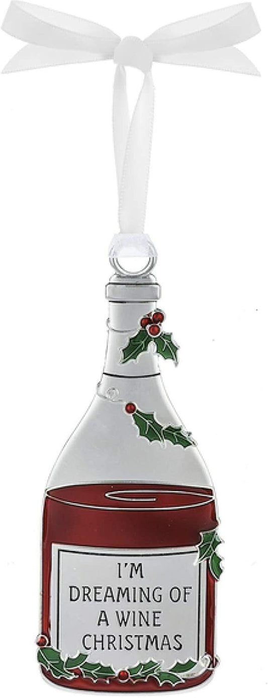 Ganz Merry Merlot Wine Metal Ornament - Dreaming of a Wine Christmas