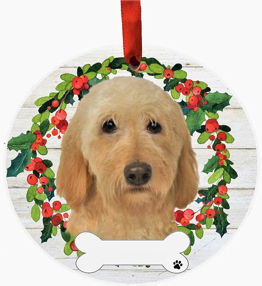 Labradoodle Ornament - E&S Pets, DIY Personalizable, Ceramic Round Ornament