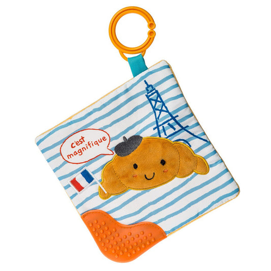 Mary Meyer Sweet Soothie Crinkle Teether Toy and Squeaker, 6 x 6", Croissant