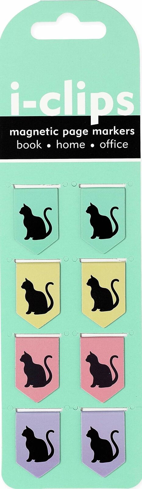 Black Cats i-clips Magnetic Page Markers (Set of 8 Magnetic Bookmarks)