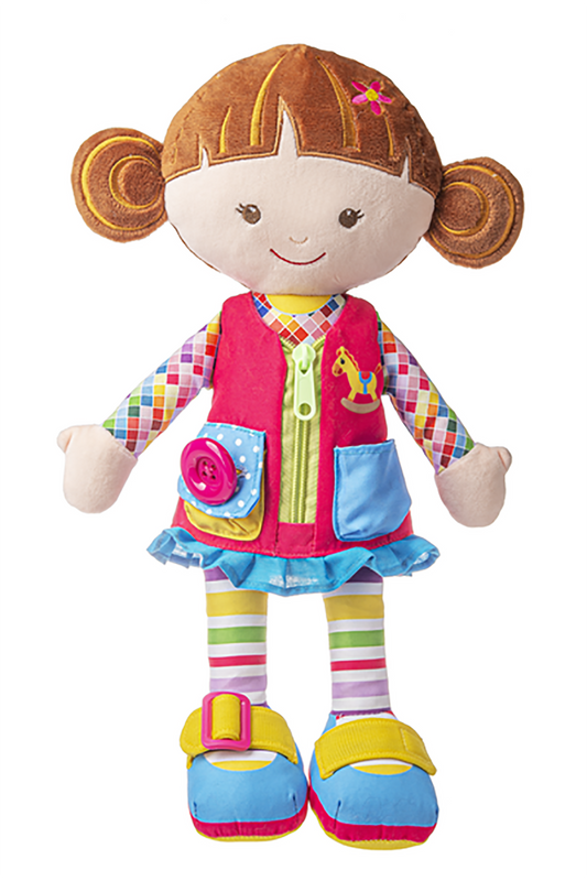 Ganz Learn to Dress Girl Doll with Brown Hair and Pink Outfit, 15.5 inches