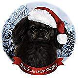 Holiday Pet Gifts Black Pekingese Santa Hat Dog Porcelain Ornament