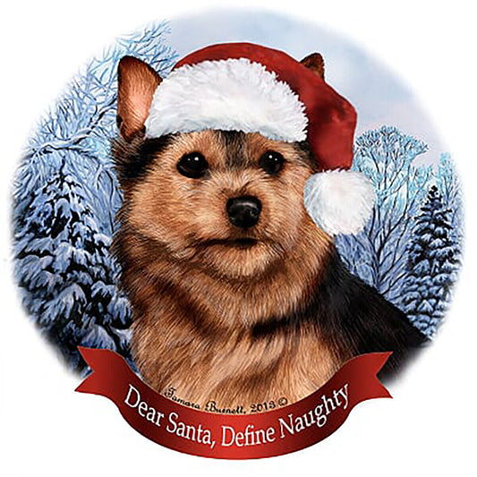 Holiday Pet Gifts Norwich Terrier Black/Tan Dog Santa Hat Porcelain Ornament