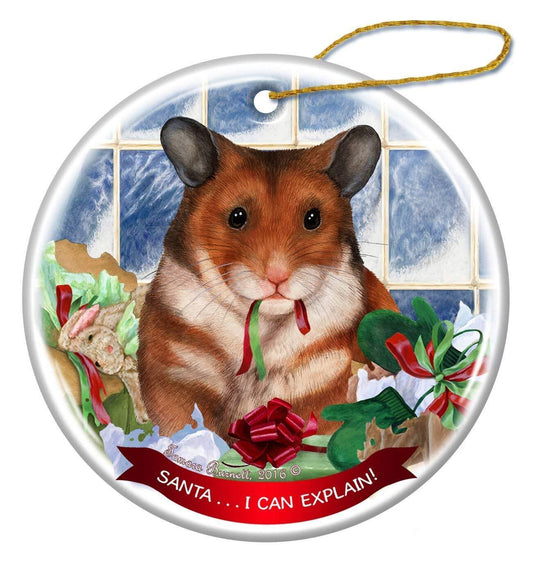 Hamster Porcelain Hanging Ornament Pet Gift 'Santa.. I Can Explain!'