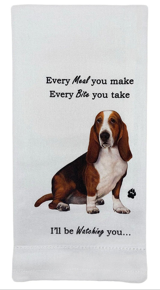 E&S Pets 711-2 Basset Hound Kitchen Towel, Off-white