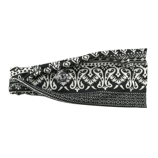 Calla Button Headband for Comfortable Wearing of Face Masks - Black Vintage