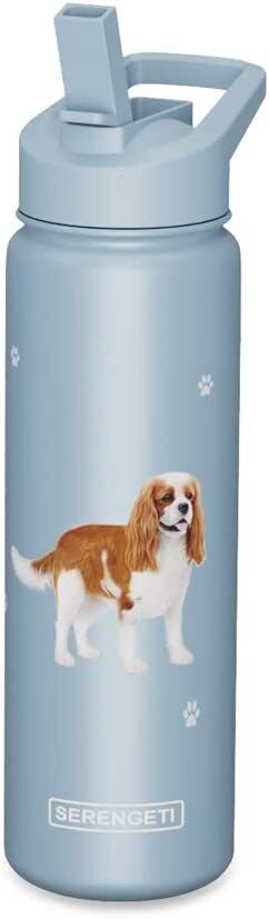 E&S Pets Stainless Steel Water Bottle 24 Oz, Spill Proof (King Charles Cavalier)