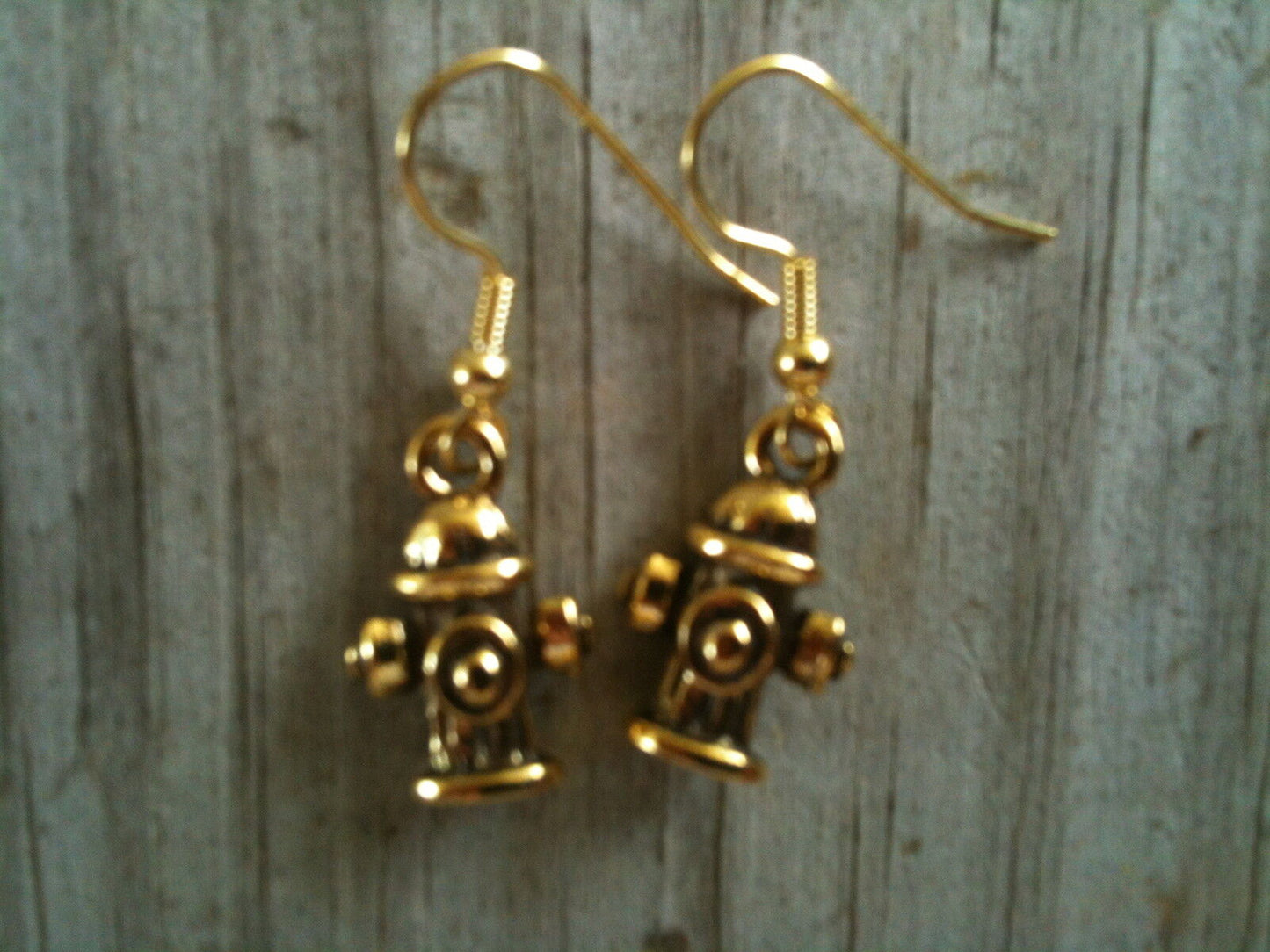 Medium Fire Hydrant Dog Gold Plated Lead Free Pewter Earrings